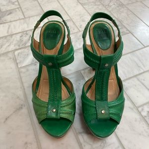 Frye Green Platform Sandals